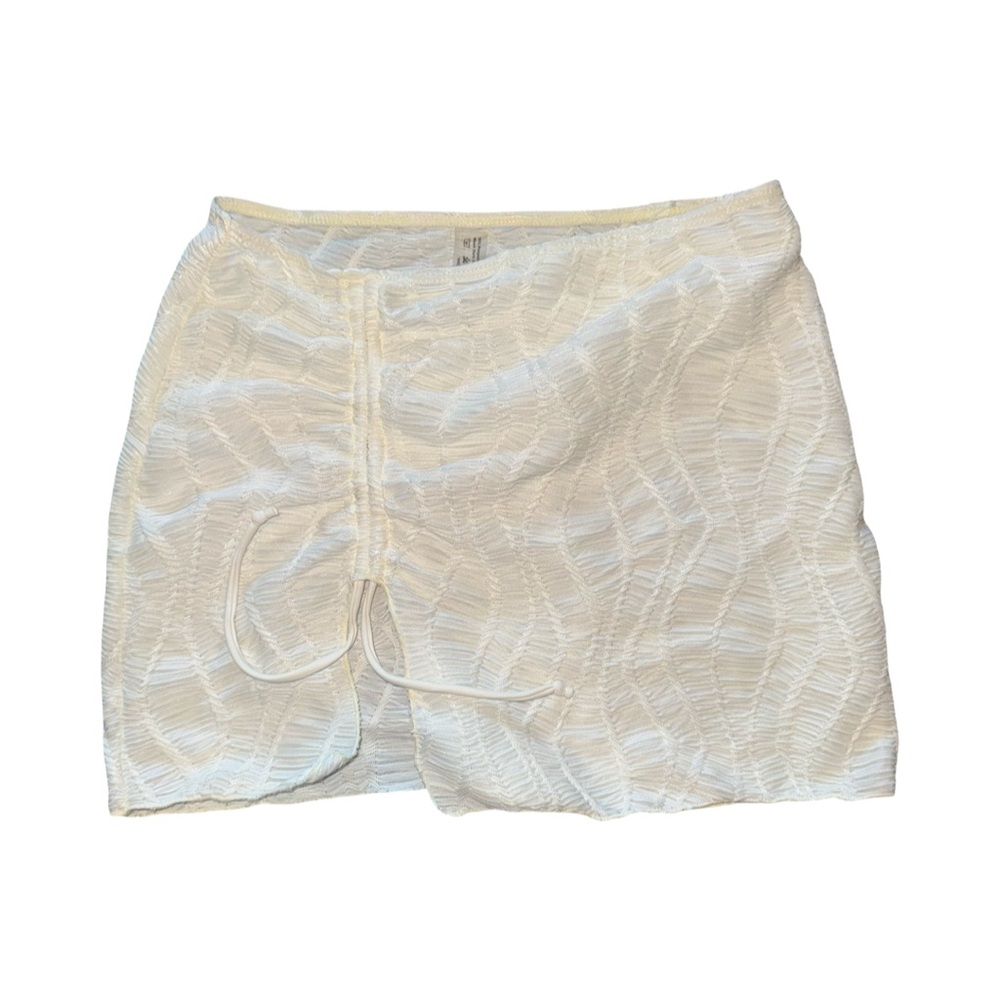 🐚 White Mesh-Style Bikini Cover Up Skirt 🐚Adjustable & Cute